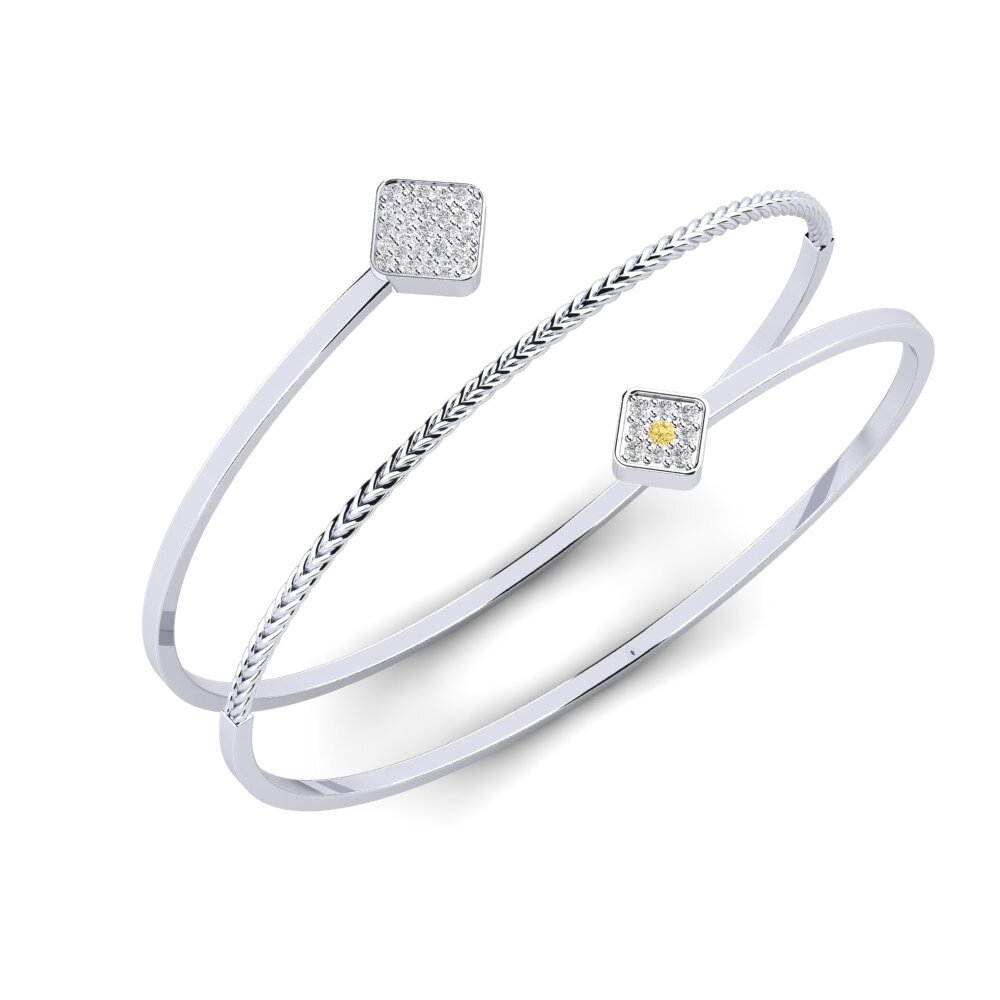 Weiß-Silber Gelber Diamant Damen armreif Pixar