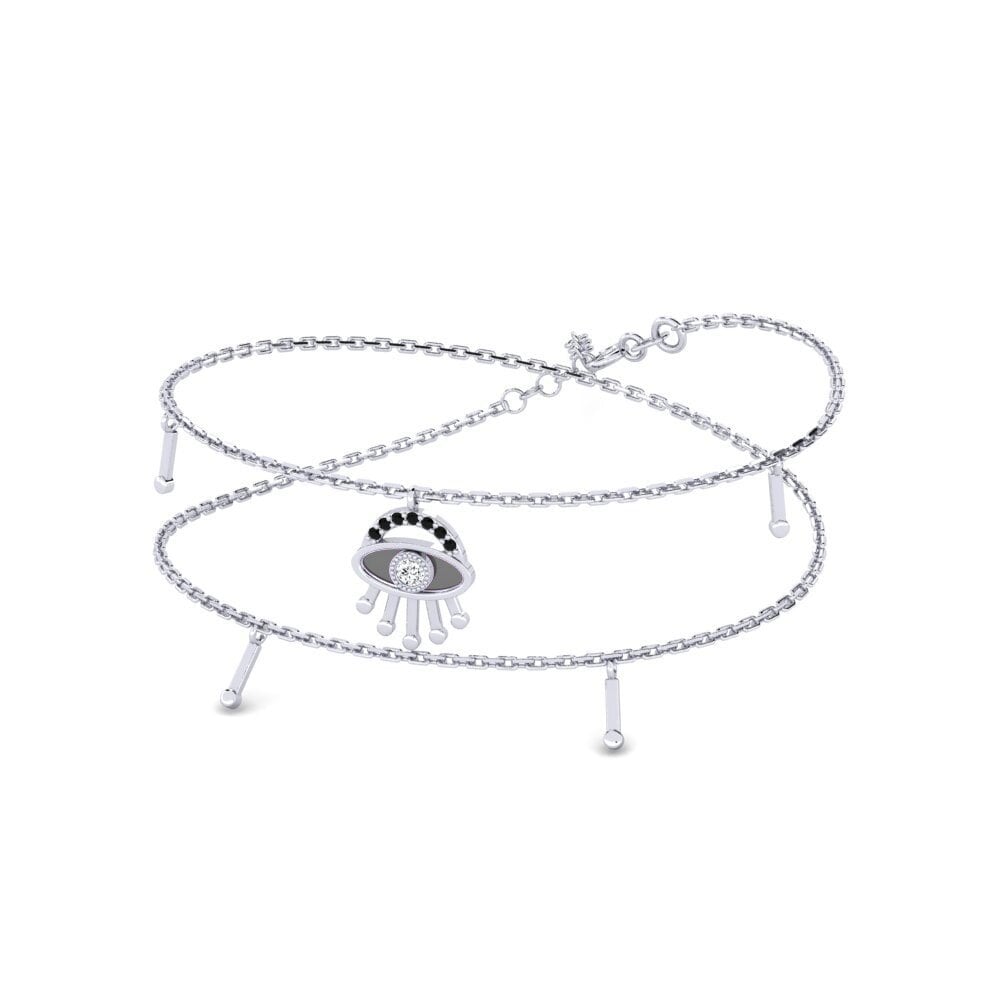 9k Oro Blanco Circonita Collar de Mujer Piya