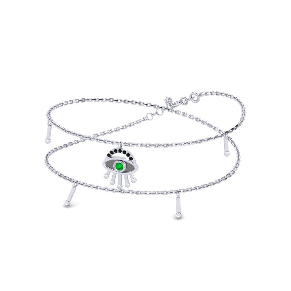 9k Oro Blanco Esmeralda Collar de Mujer Piya