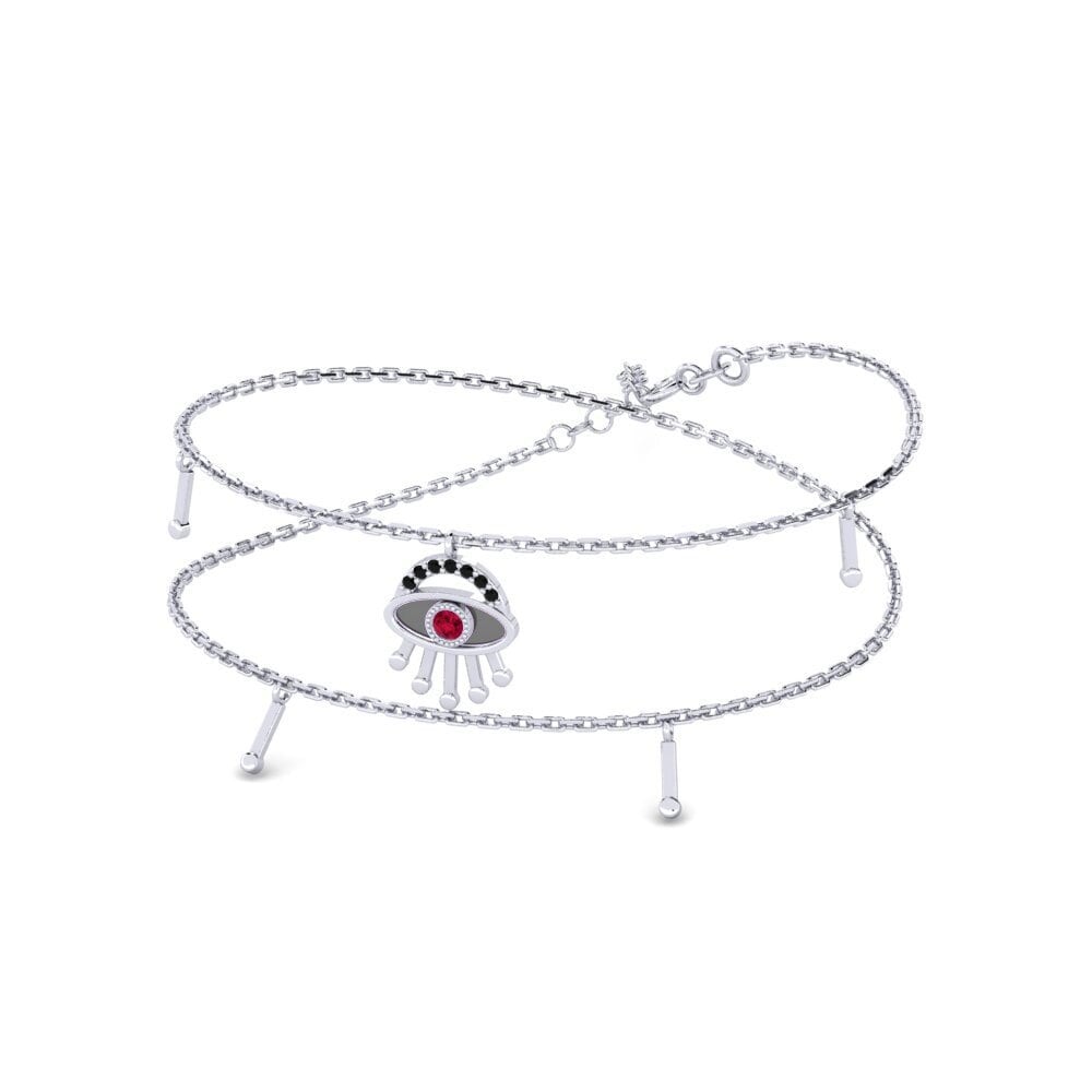 14k Oro Blanco Rubí Collar de Mujer Piya