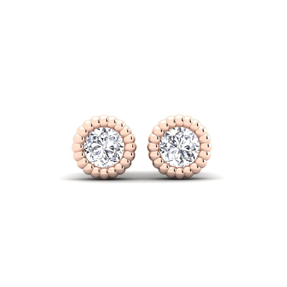 Boucles D'Oreille Fantaisie 2 Ct Simulé Diamant - Plaqué Or Rose 14k - Clou Papillon - Neuf
