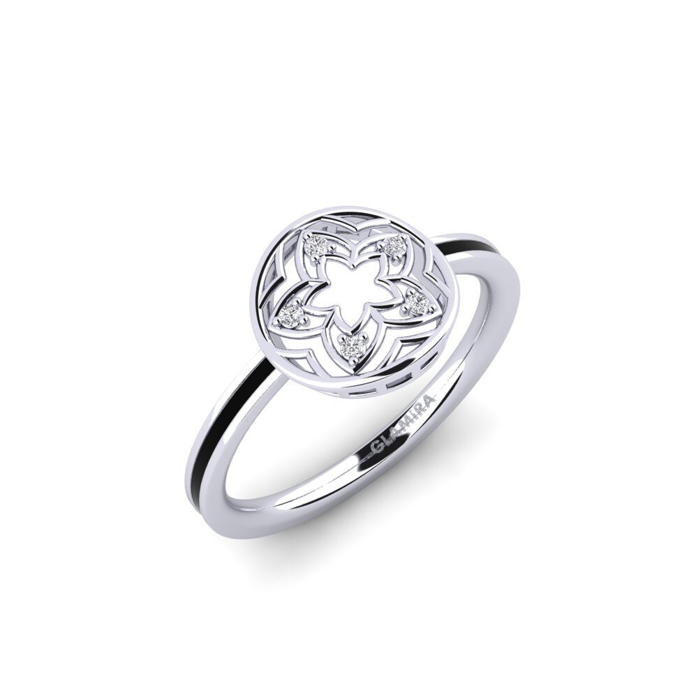 585 Bílé zlato Diamant Brilliant Prsten Plantajo