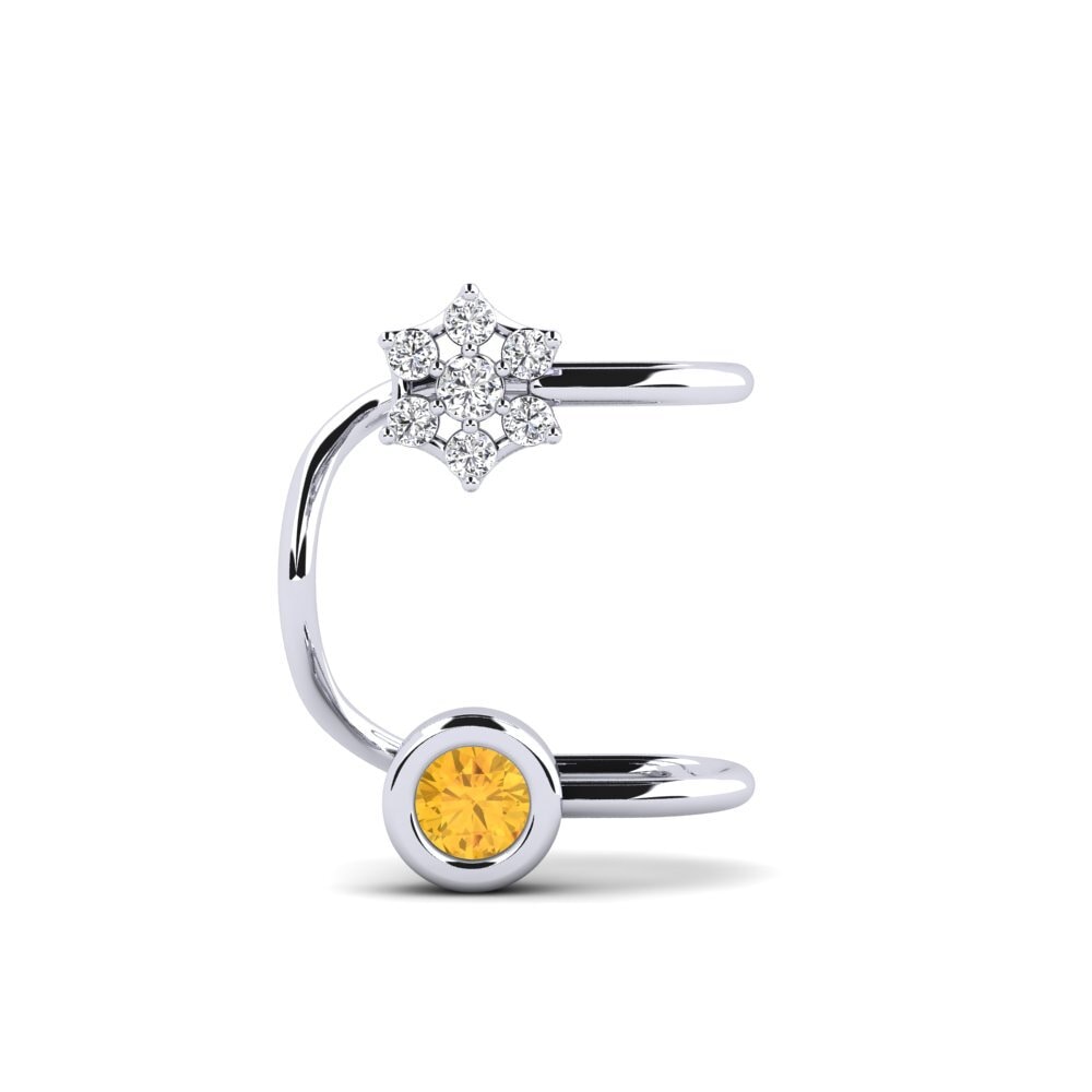 950 Platinum Citrine Women's Earring Plantz