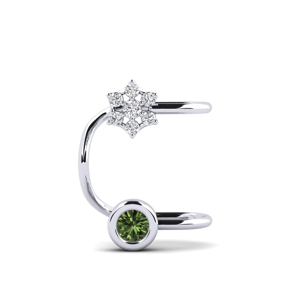 18k Oro Blanco Zafiro Verde Pendiente de mujer Plantz