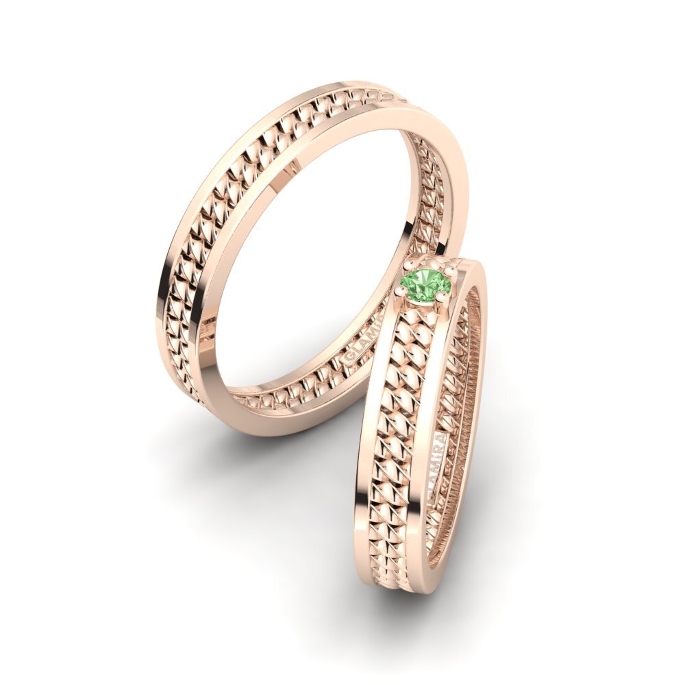 Rotgold 375 Grüner Diamant Ring Pleasant Bliss SET