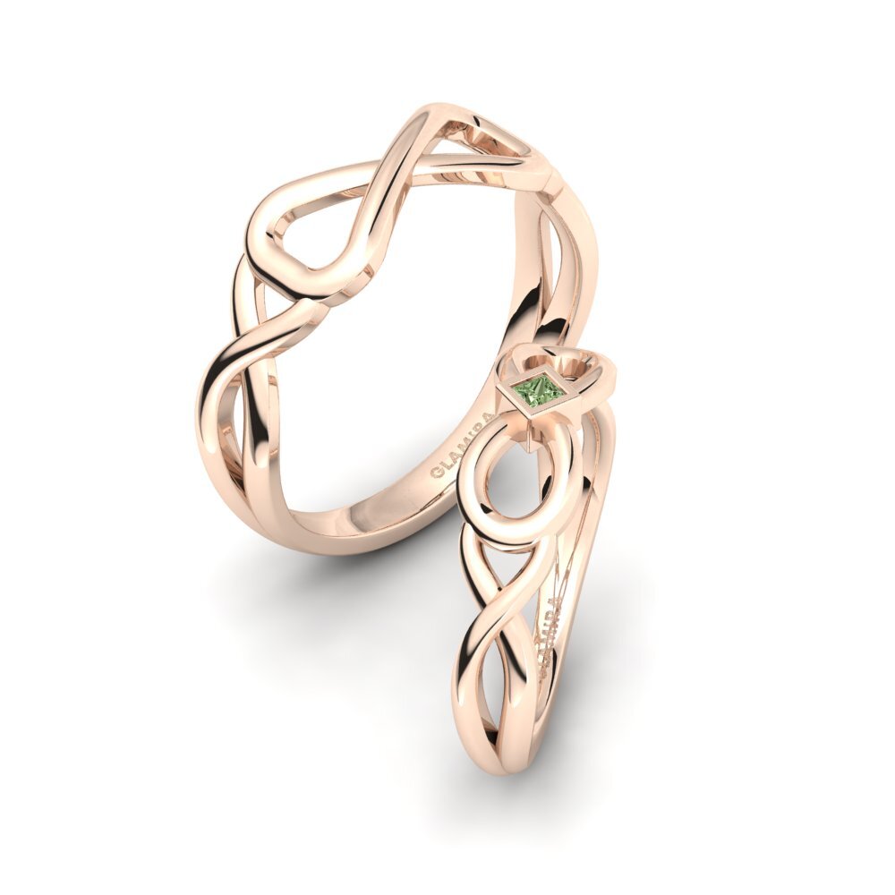 Rotgold 375 Grüner Diamant Ring Pleasant Bond SET