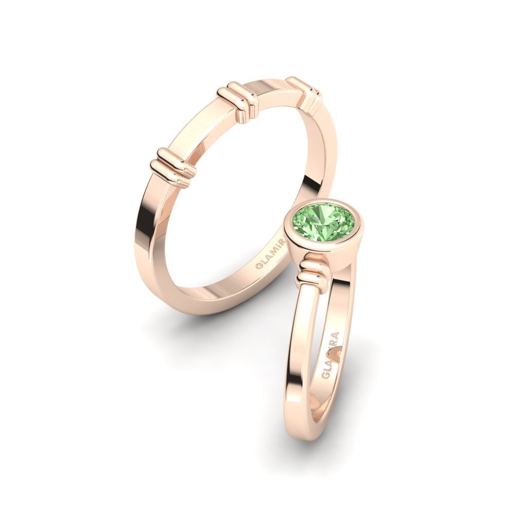 Rotgold 375 Grüner Diamant Ring Pleasant Day SET