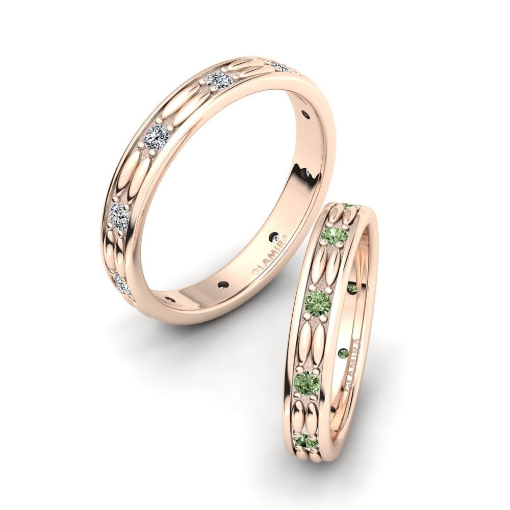 Rotgold 750 Grüner Diamant Ring Pleasant Destiny SET