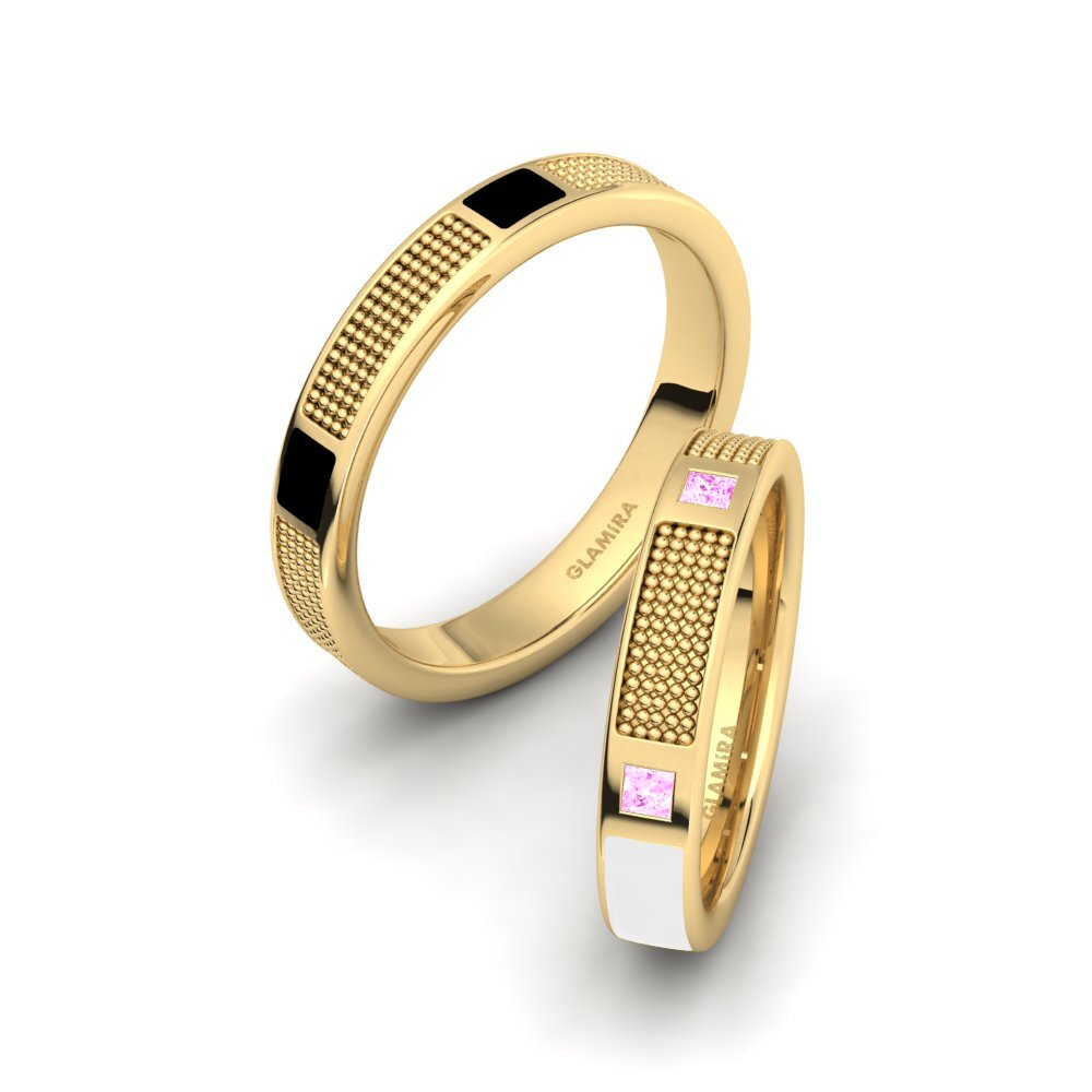 18K Geel Goud Roze Saffier Ringen Pleasant Dream SET