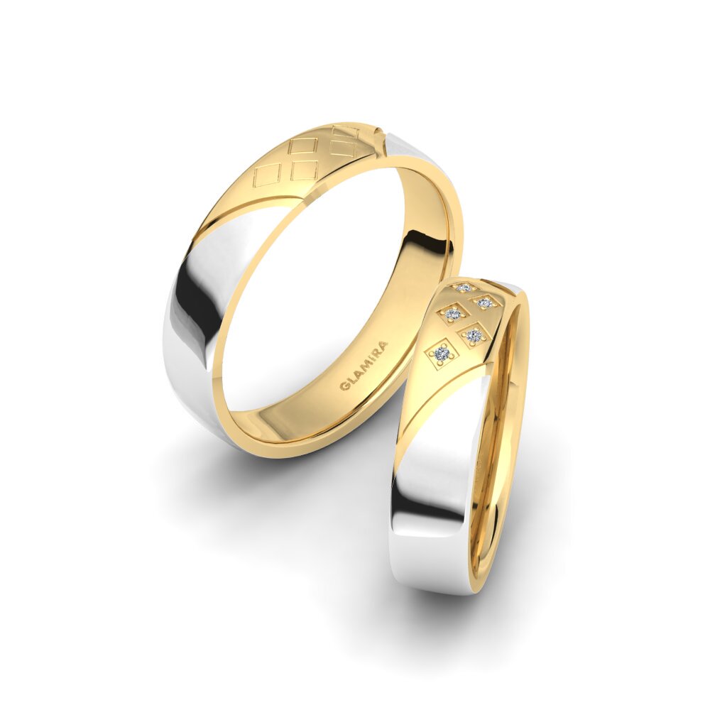 14k White & Yellow Gold Wedding Ring Pleasant Sensation 5 mm