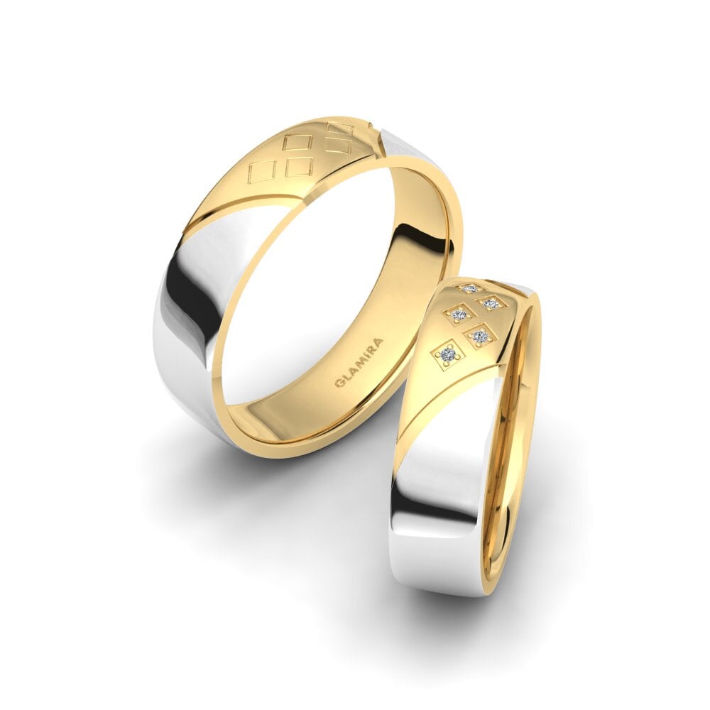 14k White & Yellow Gold Wedding Ring Pleasant Sensation 6 mm