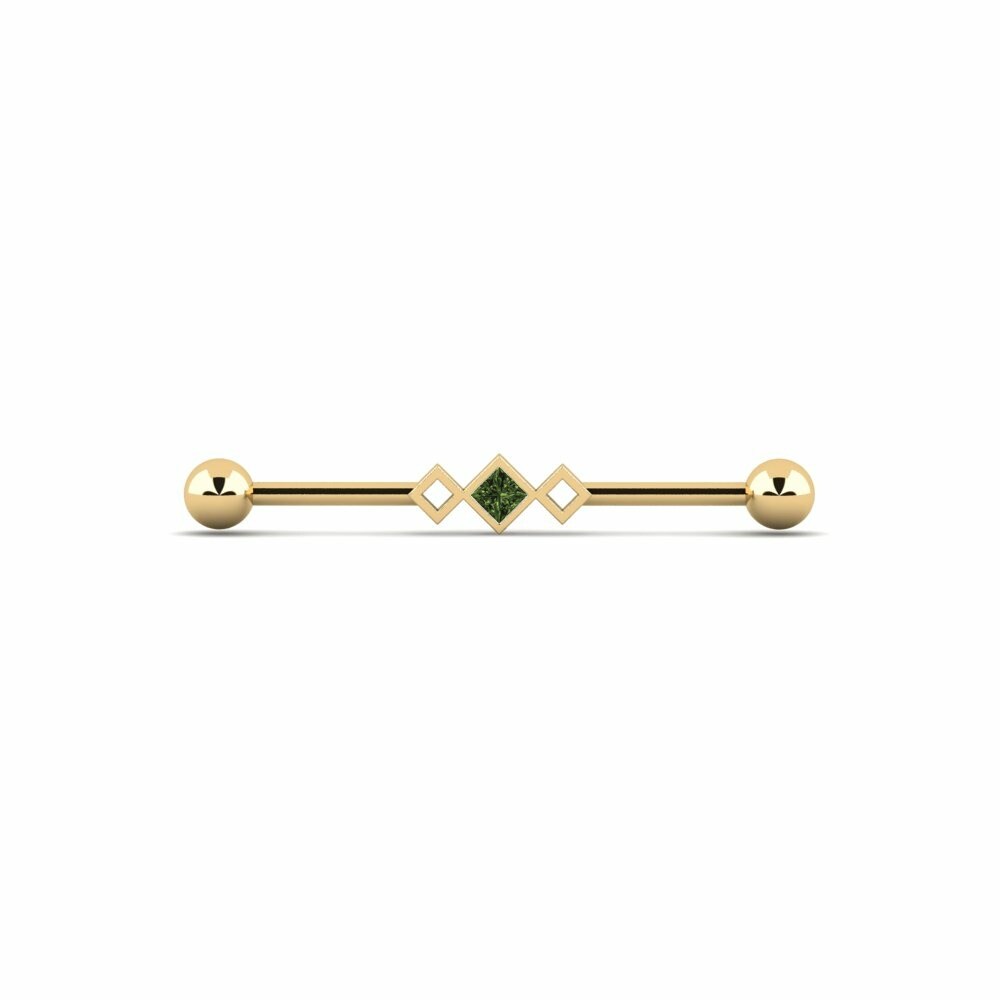 Cartilage Piercing De Oreja Plinth Oro Amarillo 585 Zafiro Verde