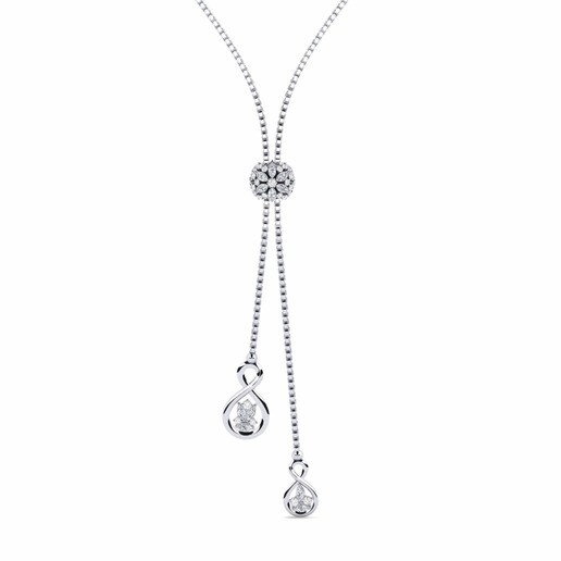Necklace Pluitt 925 Silver & Diamond & White Sapphire