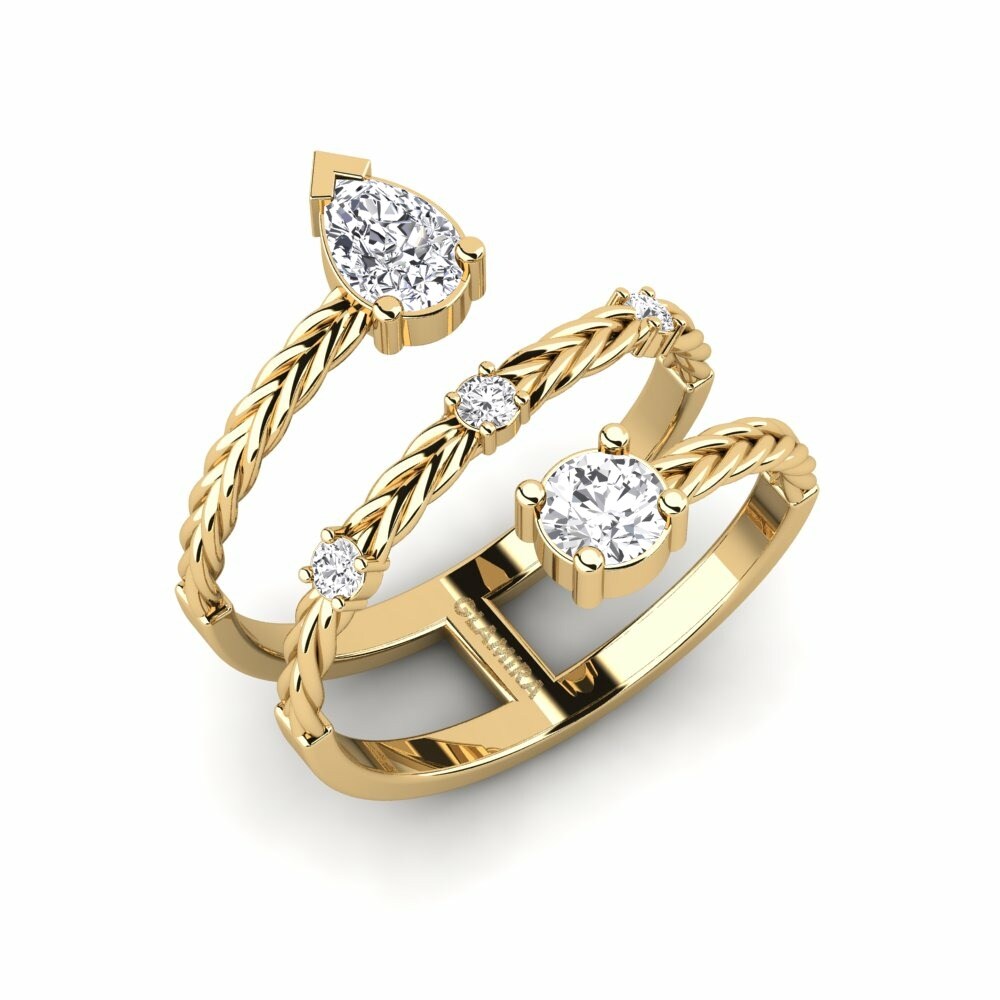 Design Solitaire Engagement Rings Plumatte 585 Yellow Gold Lab Grown Diamond
