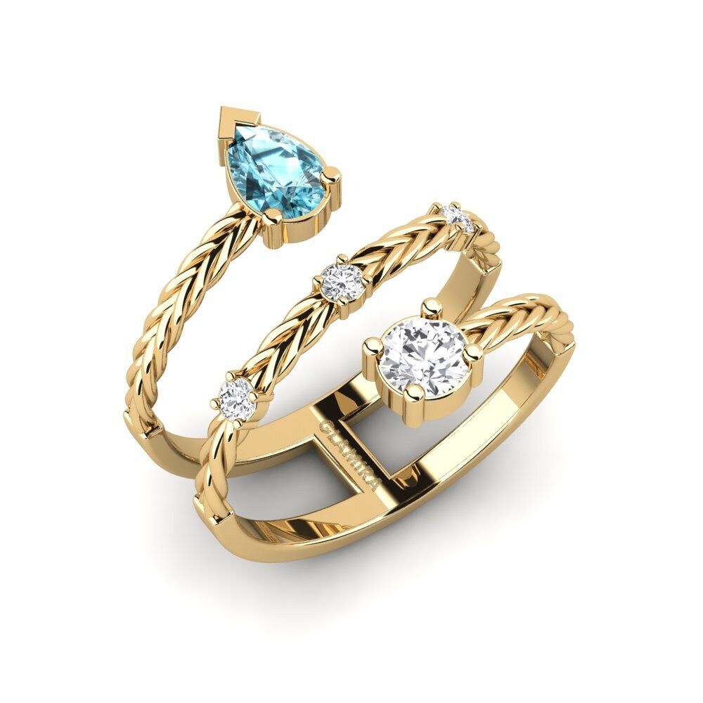 Blue Zircon Engagement Ring Plumatte