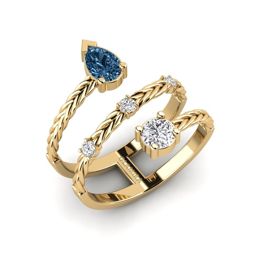 Blue Diamond Engagement Ring Plumatte