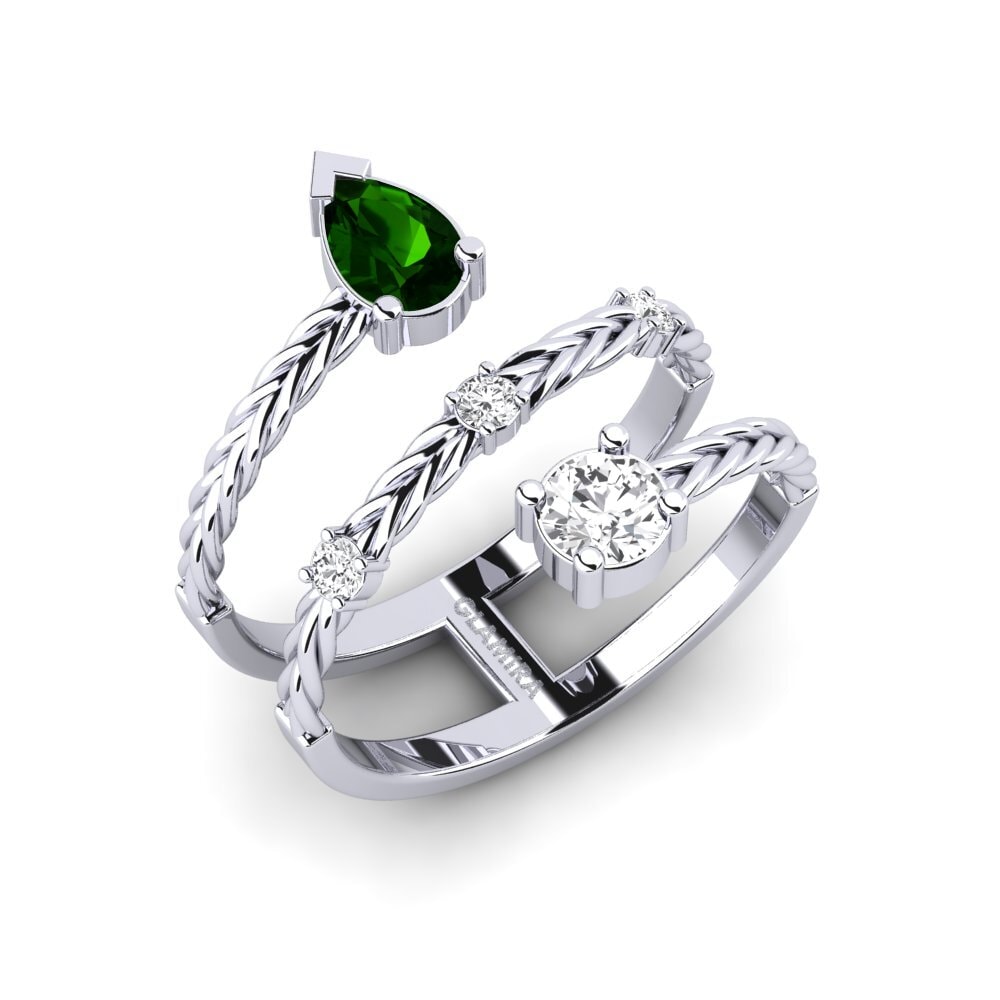 950 Platinum Green Tourmaline Engagement Ring Plumatte