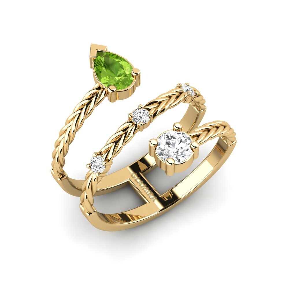 Pear Peridot Engagement Ring Plumatte
