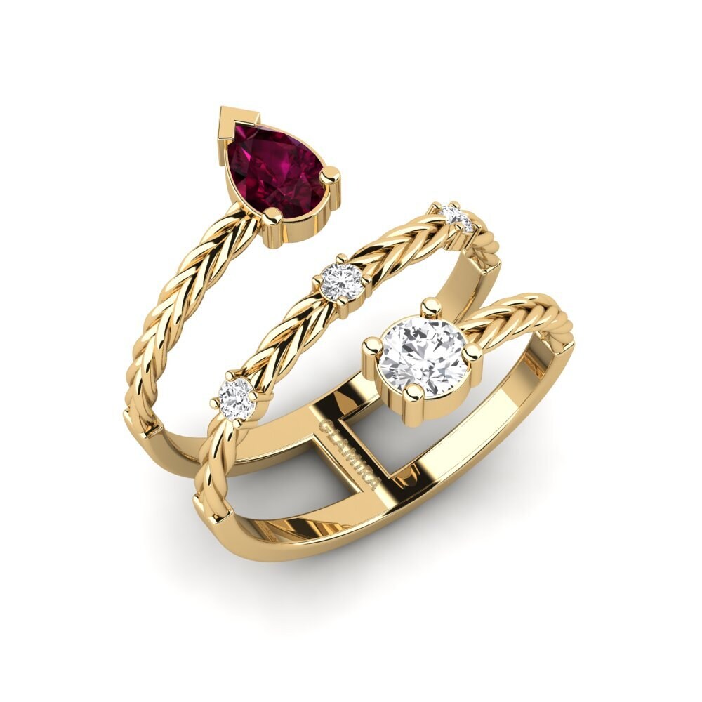 Pear Rhodolite Garnet Engagement Ring Plumatte