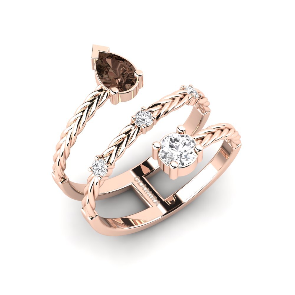 14ct Rose Gold Smoky Quartz Engagement Ring Plumatte