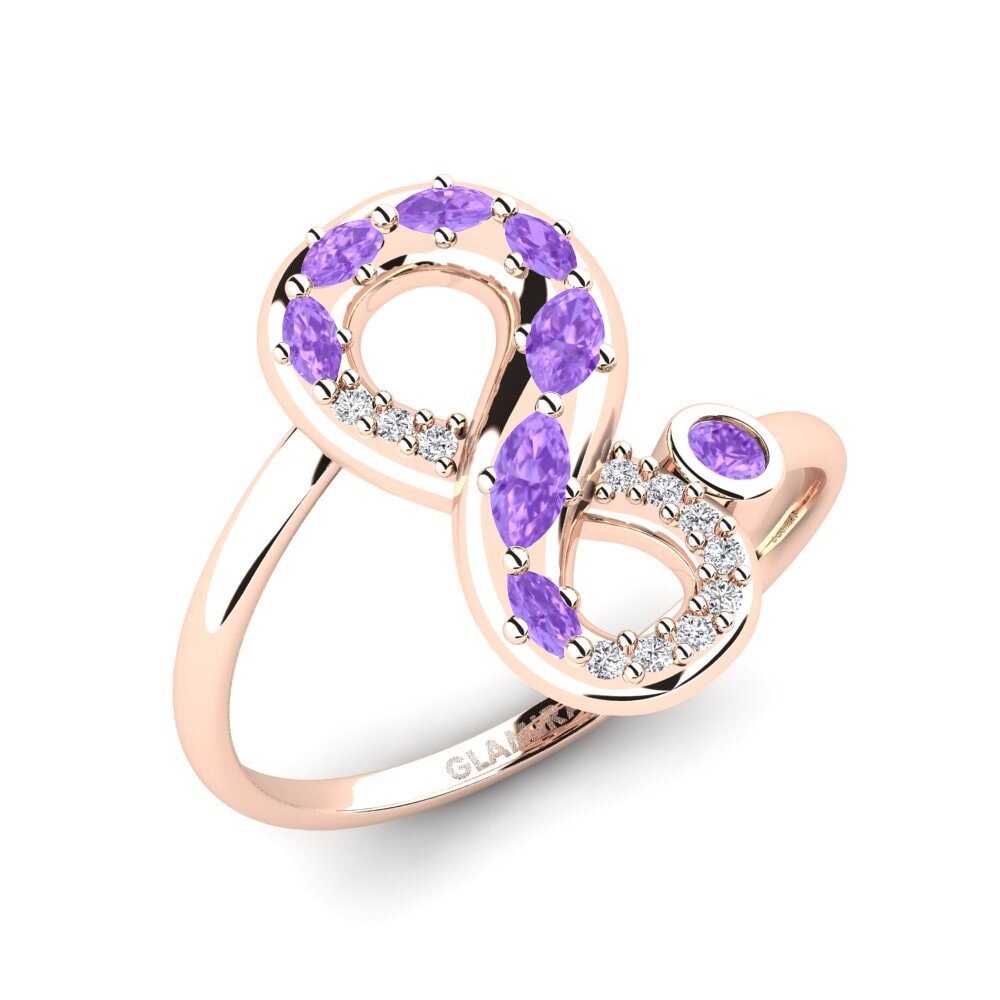 9ct Rose Gold Amethyst Ring Podend