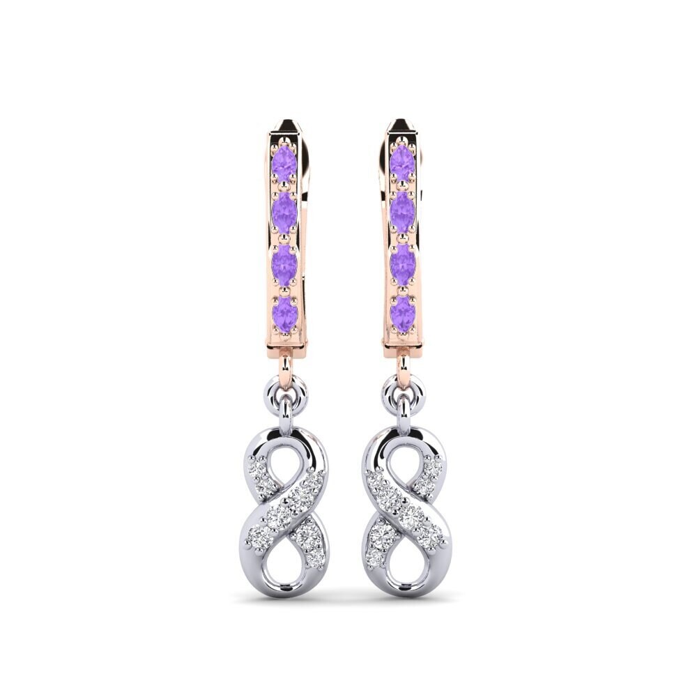 18ct Rose & White Gold Amethyst Women's Earring Poesiana