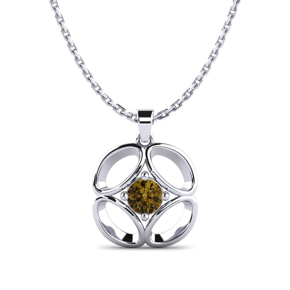 Plata 925 Circón Marrón Colgante de Mujer Pogey