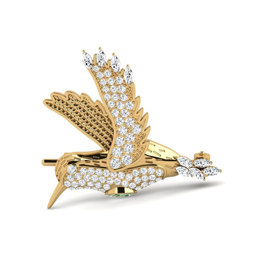 Gelbgold 375 Grüner Diamant Brosche Poland
