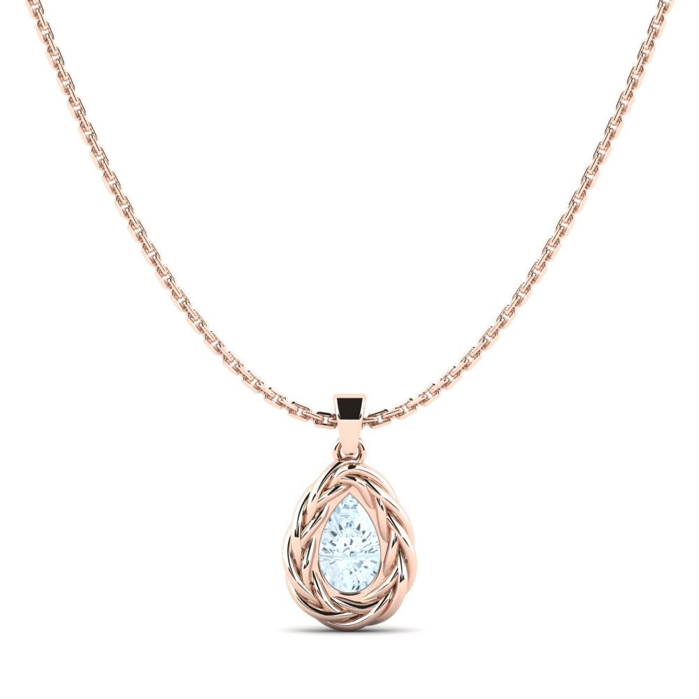 9ct Rose Gold Aquamarine Women's Pendant Polica