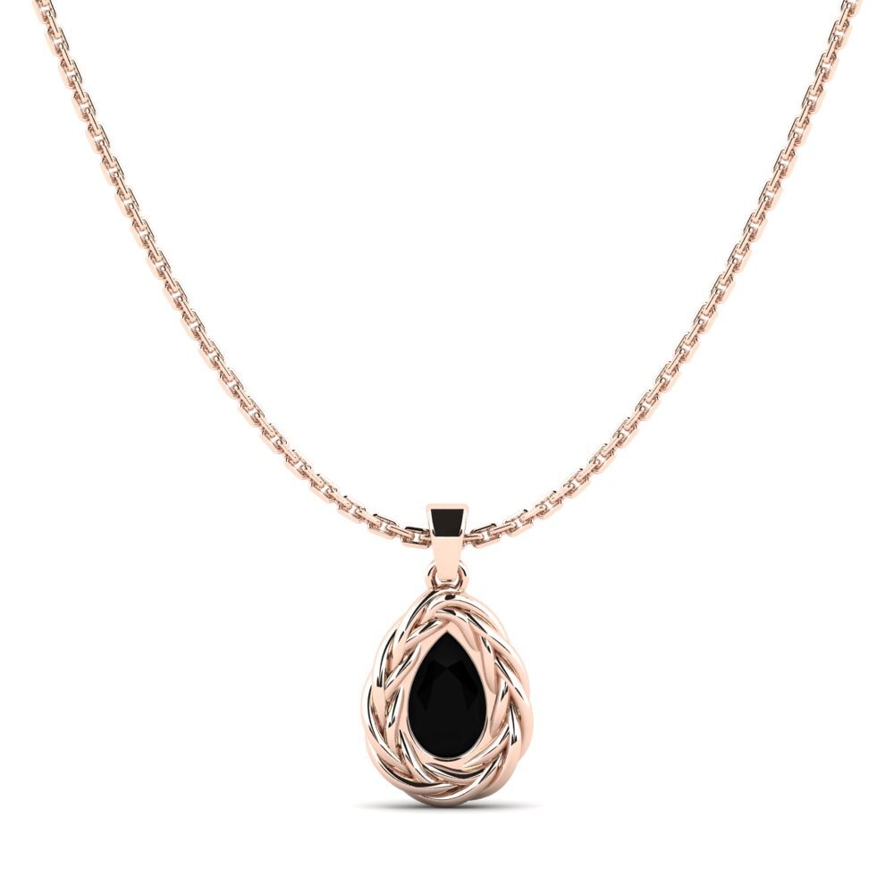 9ct Rose Gold Black Onyx Women's Pendant Polica