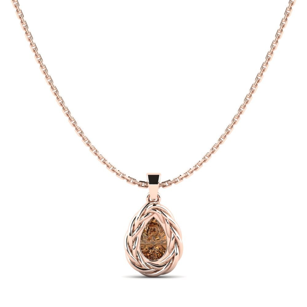9ct Rose Gold Brown Diamond Women's Pendant Polica