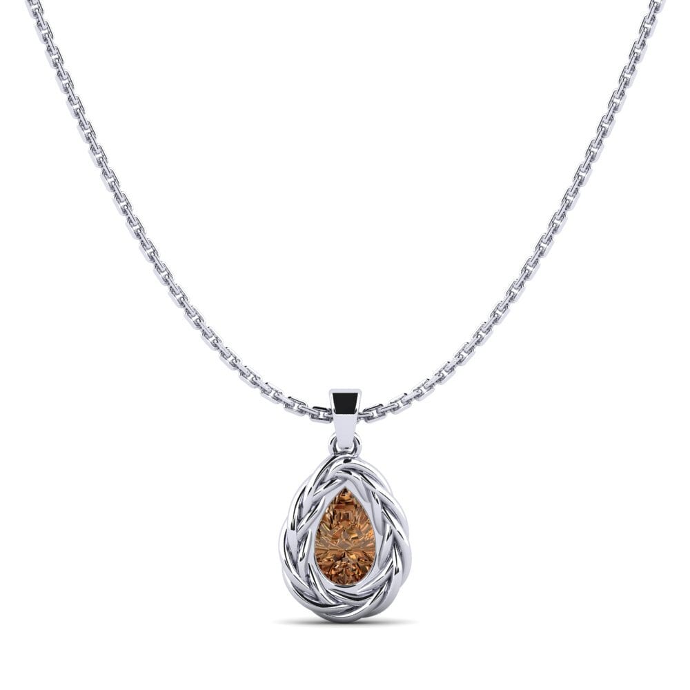 950 Platinum Brown Diamond Women's Pendant Polica