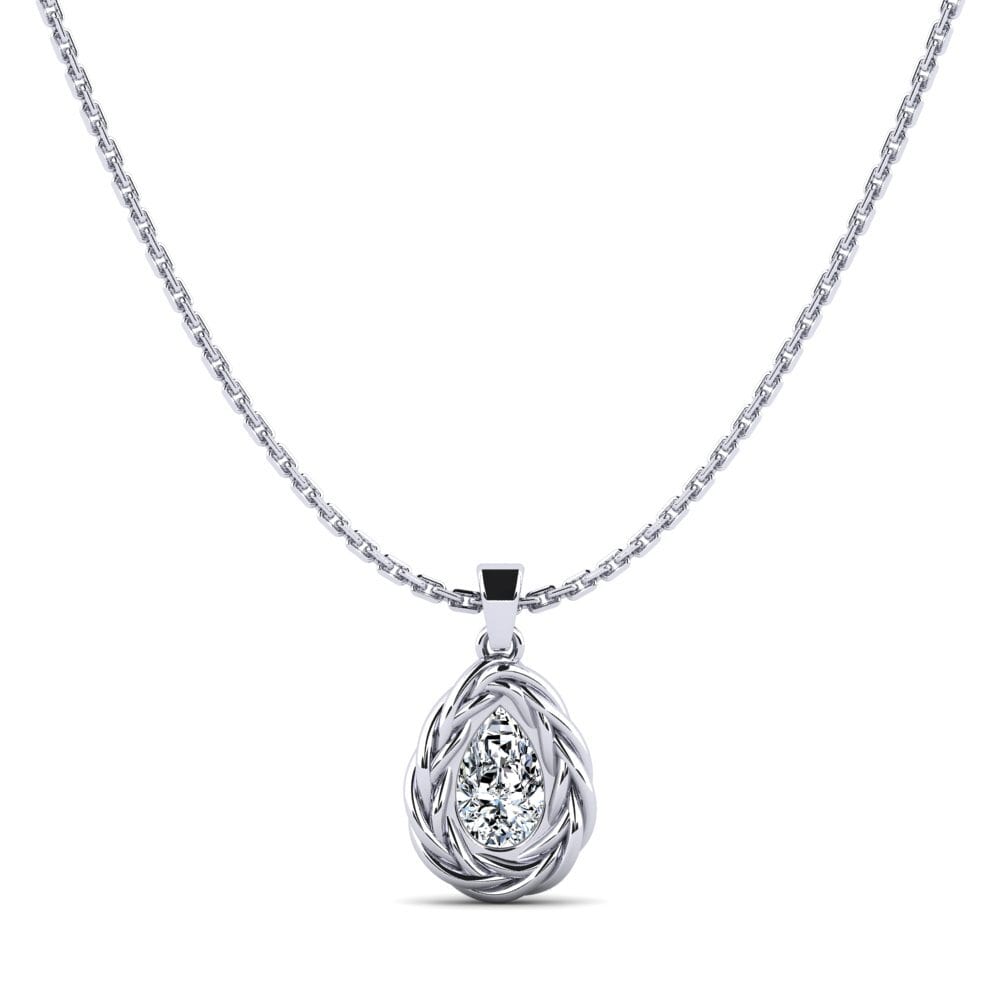 9ct White Gold Zirconia Women's Pendant Polica