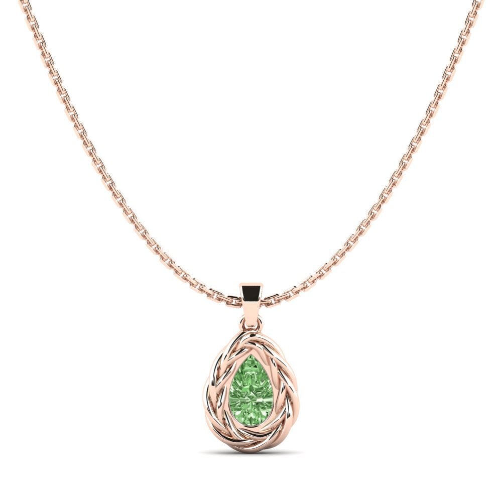18ct Rose Gold Green Diamond Women's Pendant Polica