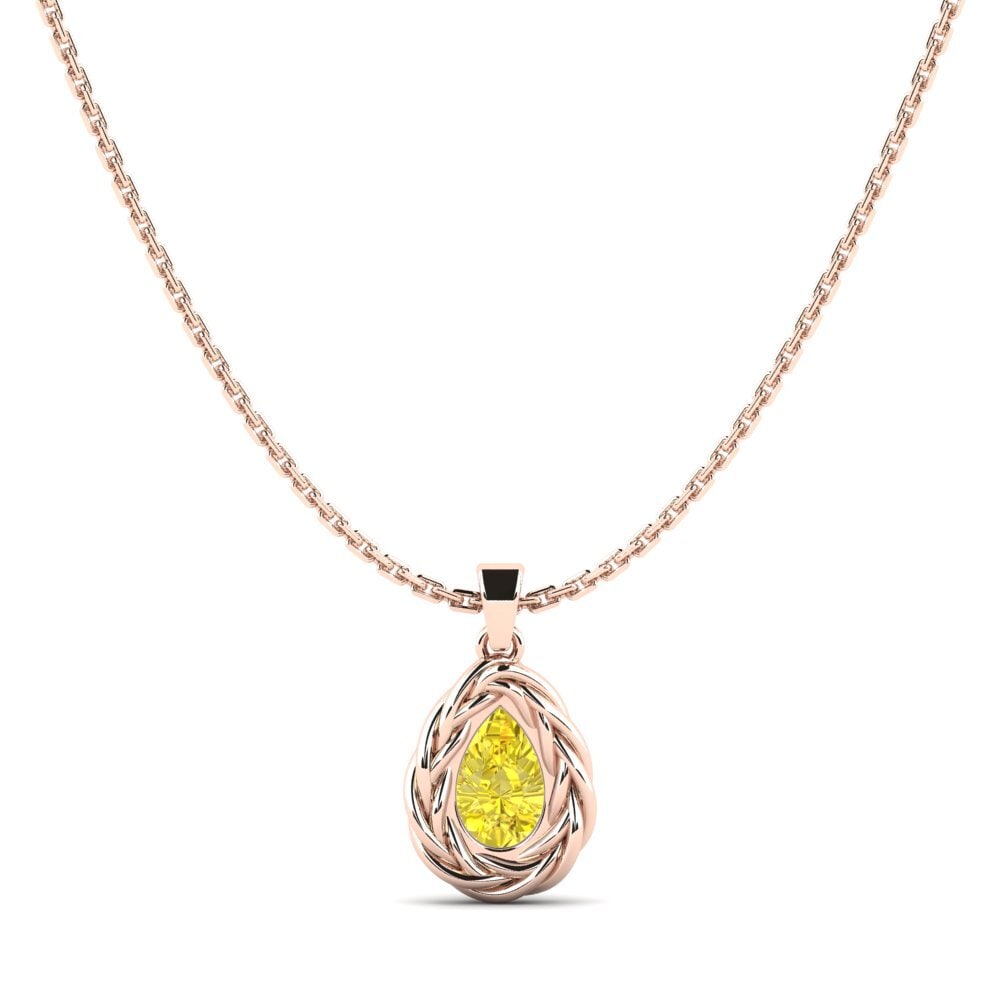 9ct Rose Gold Yellow Sapphire Women's Pendant Polica