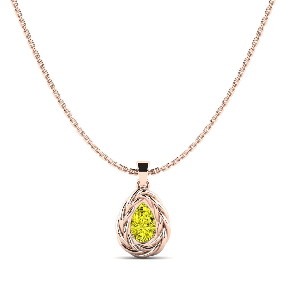 9ct Rose Gold Yellow Diamond Women's Pendant Polica