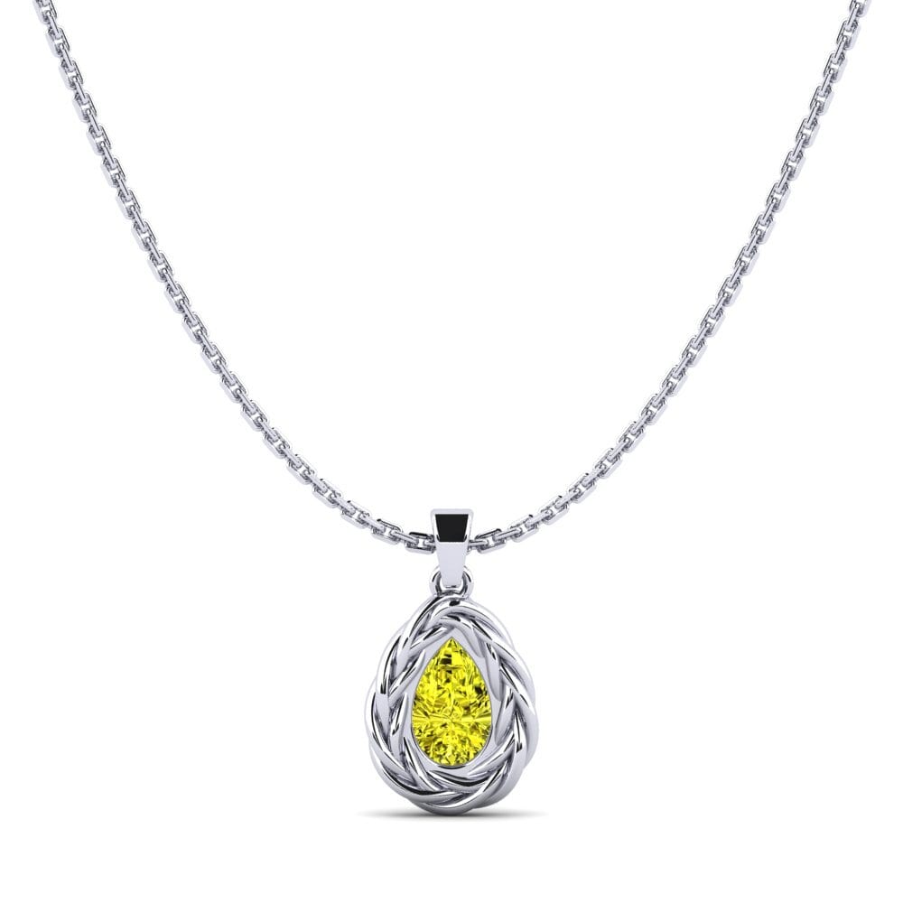 9ct White Gold Yellow Diamond Women's Pendant Polica