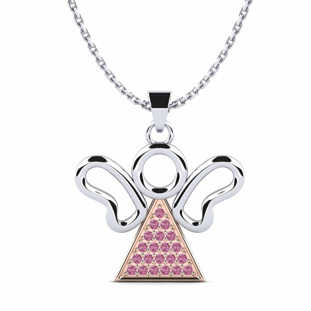 Dây chuyền Vàng Trắng-Đỏ 9K Đá Rhodolite Angel