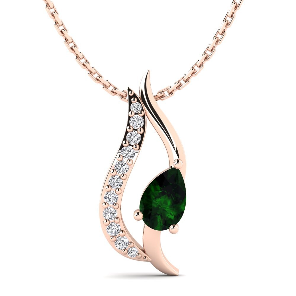 14ct Rose Gold Green Tourmaline Women's Pendant Polona