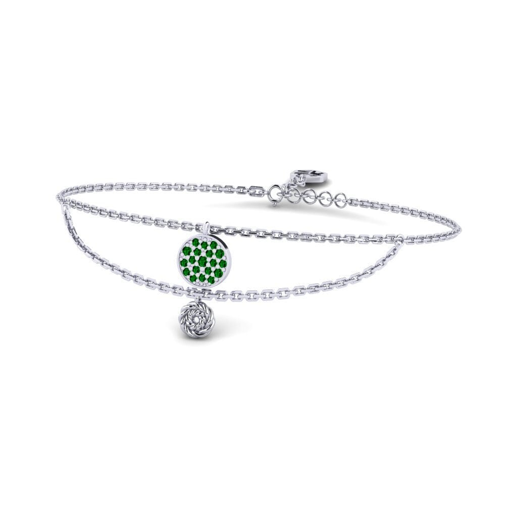 Palladium 950 Zircone Vert Bracelet pour femme Poppins