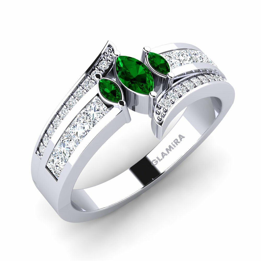 Green Zirconia Engagement Ring Poppy