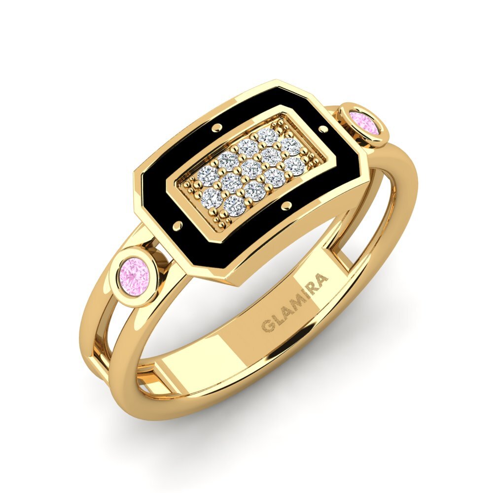 Or Jaune 14k Saphir Rose Bague Portillo