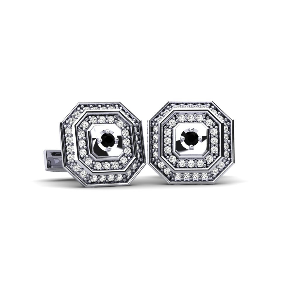 925 Prata de lei Ônix Negro Abotoadura Porygon