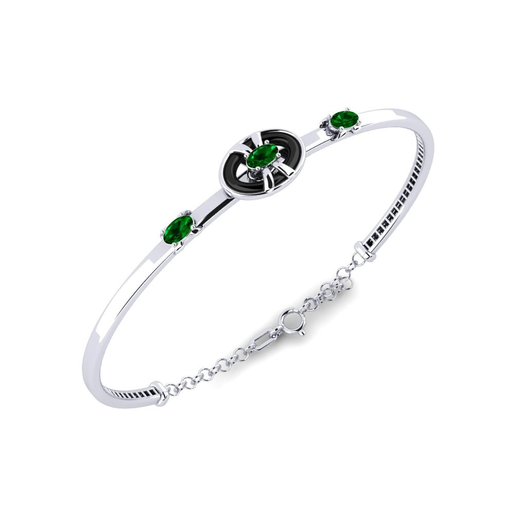 950 Platinum Green Zirconia Women's Bracelet Pouncy
