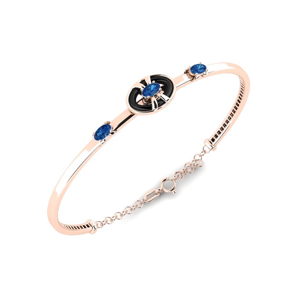 18k Oro Rosa Circonita Azul Oscuro Pulsera de Mujer Pouncy