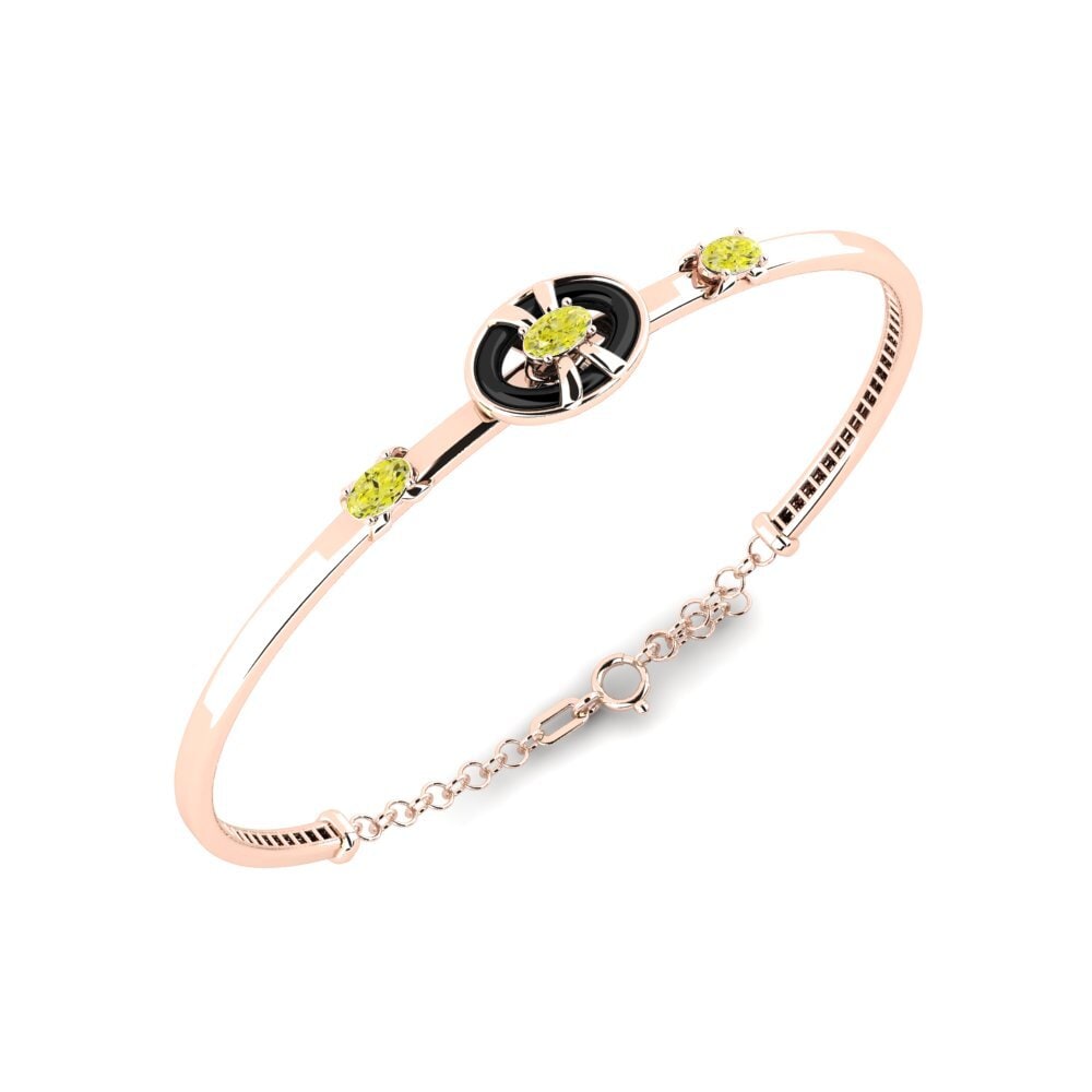 14k Oro Rosa Diamante Amarillo Pulsera de Mujer Pouncy