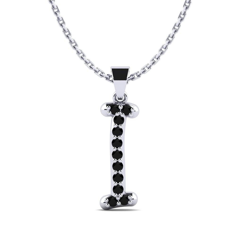 Weißgold 375 Schwarzer Onyx Damen anhänger Pracdett - I
