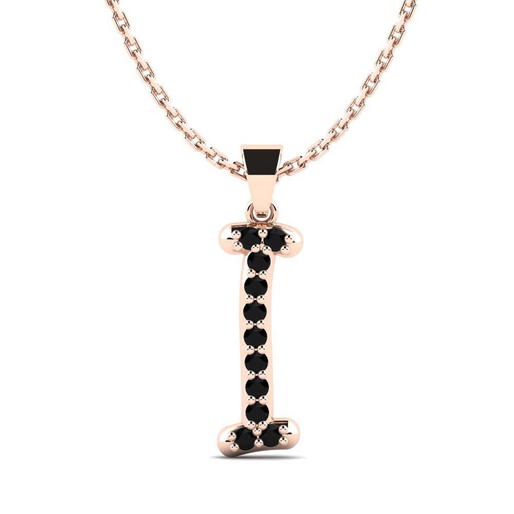 Rotgold 585 Schwarzer Diamant Damen anhänger Pracdett - I