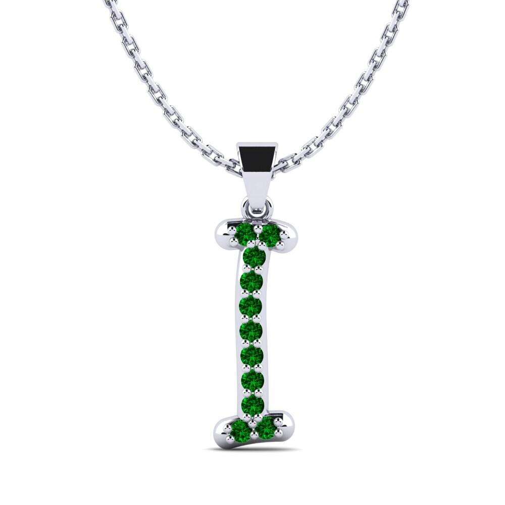 950 Palladium Grüner Zirkonia Damen anhänger Pracdett - I