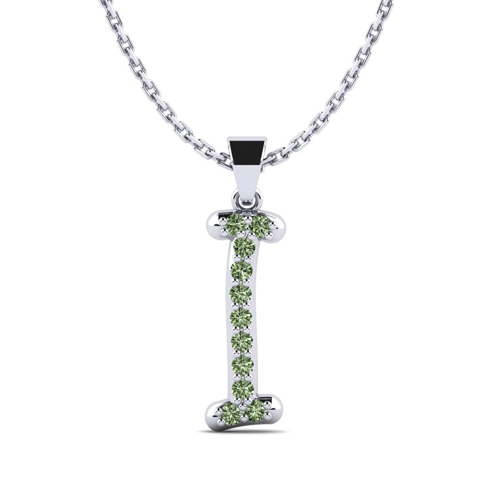 950 Palladium Grüner Diamant Damen anhänger Pracdett - I